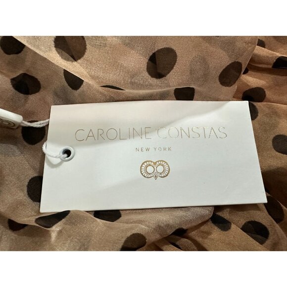 Caroline Constas Silk Chiffon Top Thelma Cream Black Off Shoulder SZ XS NWT $440 - Picture 4 of 6